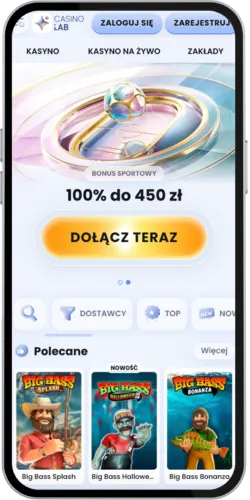 CasinoLab app — podgląd interfejsu mobilnego