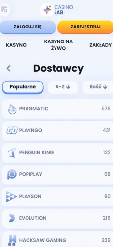 Casino Lab — blackjack na żywo