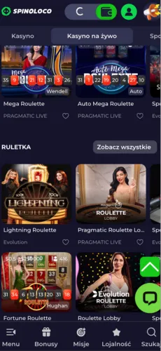 Spinoloco — blackjack na żywo