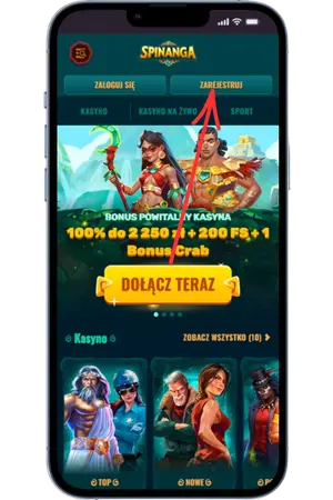 Spinanga Kliknij przycisk rejestracji